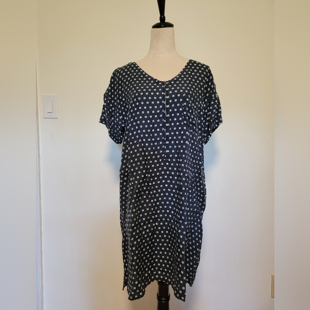 Toad&Co Navy Tencel Zip Front Short Sleeve Dress XL
